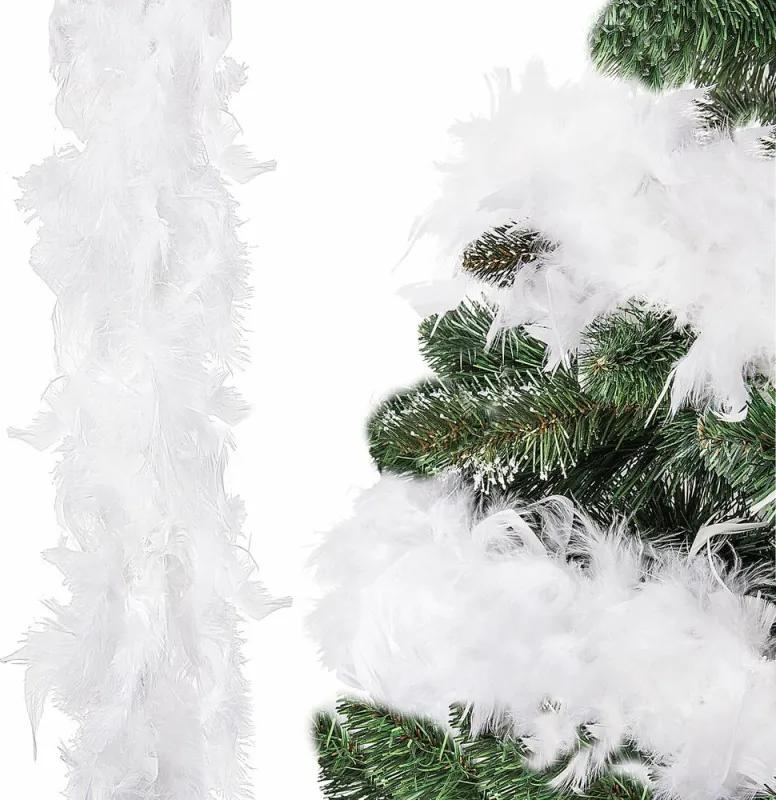 SPRINGOS Vianočná reťaz Girlanda 4m z pravého peria biela