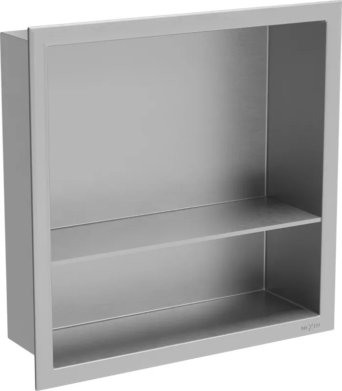Mexen X-Wall-R zapustená polička s okrajom a poličkou 30 x 30 cm, inox - 1910303010S
