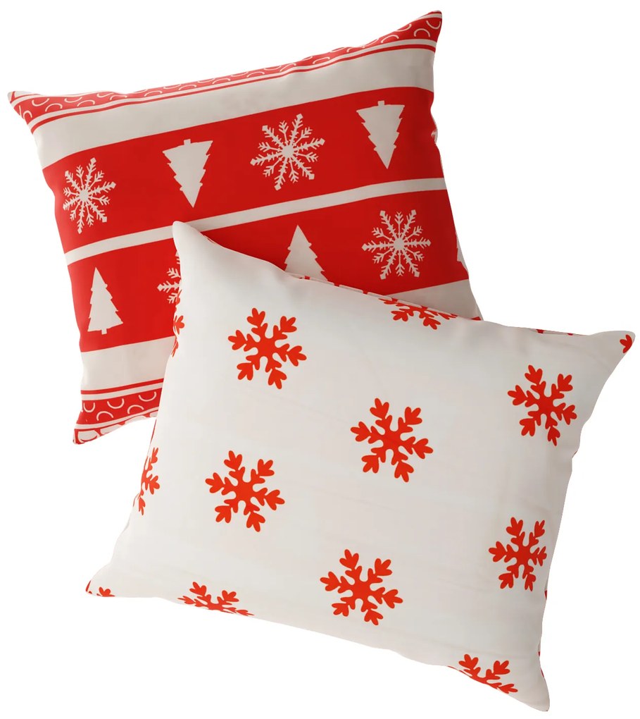 Sada 2 obliečok na vankúš VIANOČNÝ JELEŇ A STROMČEK 40x50 cm