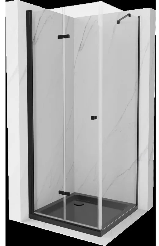 Mexen Lima sprchová kabína, skladacie dvere 80 x 80 cm, transparentnéné, čierna + závesný bidet Flat, čierna