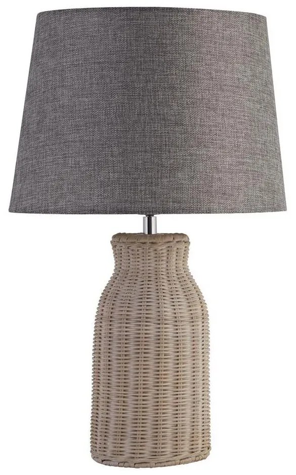 Searchlight EU60090WH - Stolná lampa LIDO 1xE14/7W/230V ratan/šedá