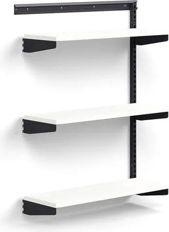 Nástenný regál RELY, prídavná sekcia, laminátové police, 1221x900x300 mm, antracit/biela