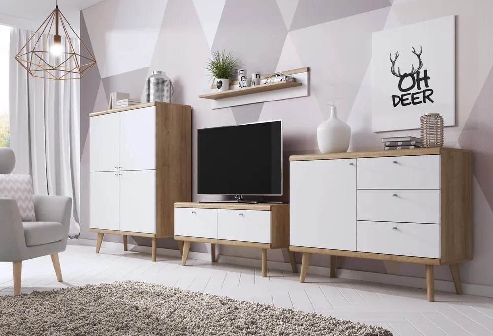 Komoda Primo, dub riviera/biela