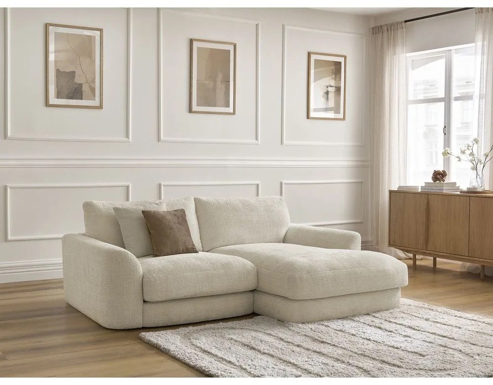 Béžová ženilková rohová pohovka (pravý roh/s leňoškou) Leonore – Bobochic Paris