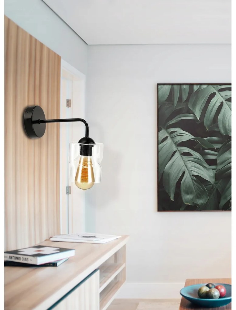 BERGE LED nástenné svietidlo sklenené rolovacie štvorcové - priehľadné