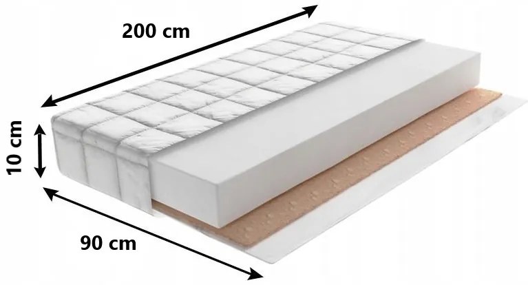 Detský matrac MAX RELAX COMFORT 200x90x10 cm - pena/kokos