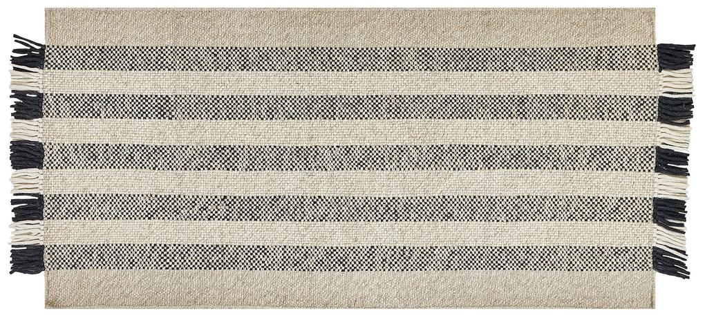 Vlnený koberec 80 x 150 cm krémová biela/čierna TACETTIN Beliani