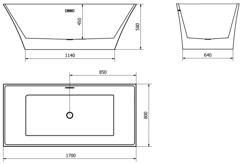 Mexen IBIZA, voľne stojaca vaňa 170 x 80 cm + sifón automat, chrómová zátka, biela, 57021708000
