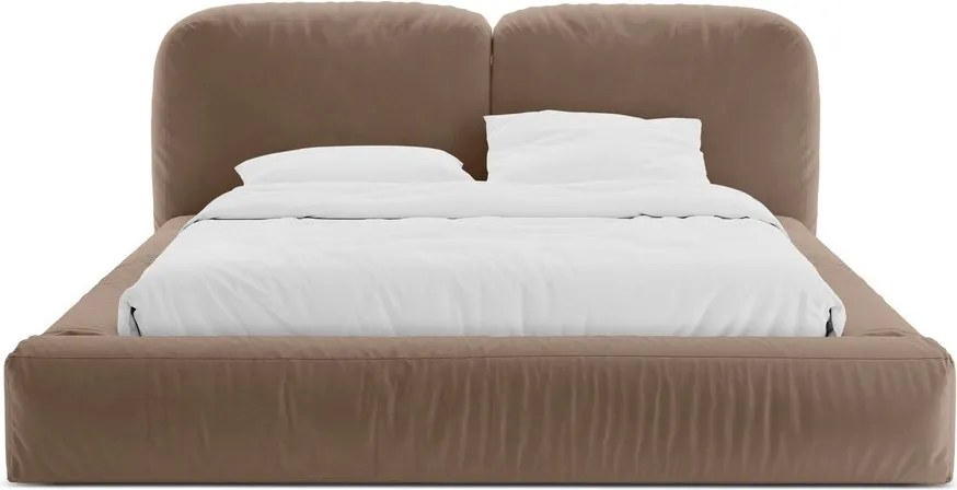 Svetlohnedá čalúnená dvojlôžková posteľ s úložným priestorom s roštom 180x200 cm Martina – Micadoni