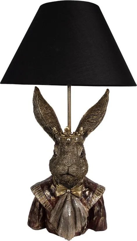 Zlatá stolná lampa Králik s čiernym tienidlom - Ø 37*61 cm
