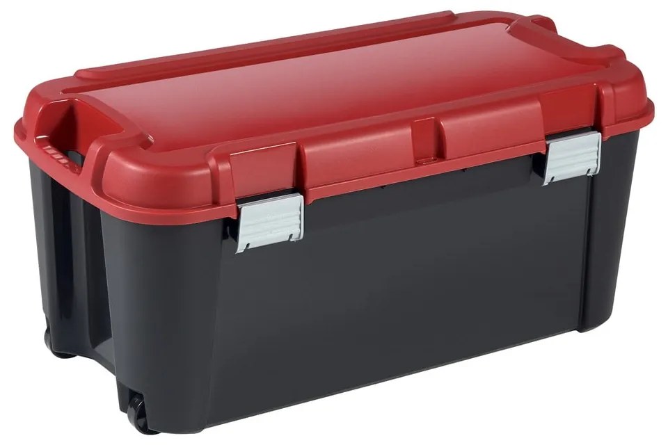 Červeno-čierny plastový úložný box s vekom 79,5x39,5x37 cm Totem – Curver