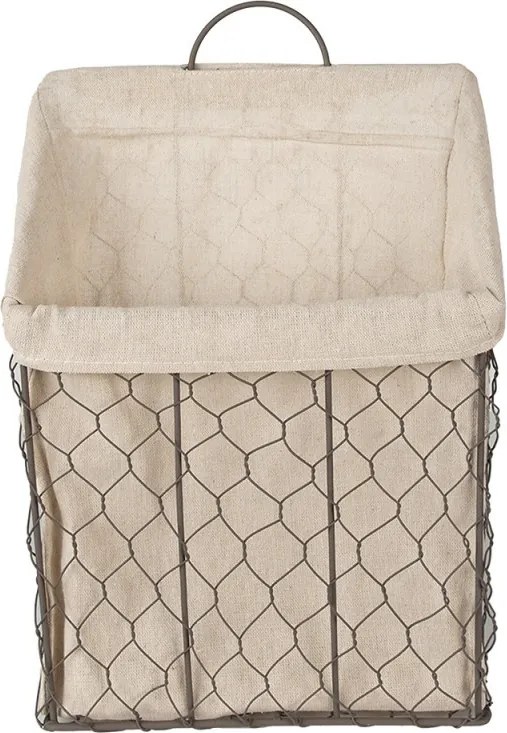 Zinkový antik drôtený košík s bavlnenou vložkou Gie - 23*9*37cm