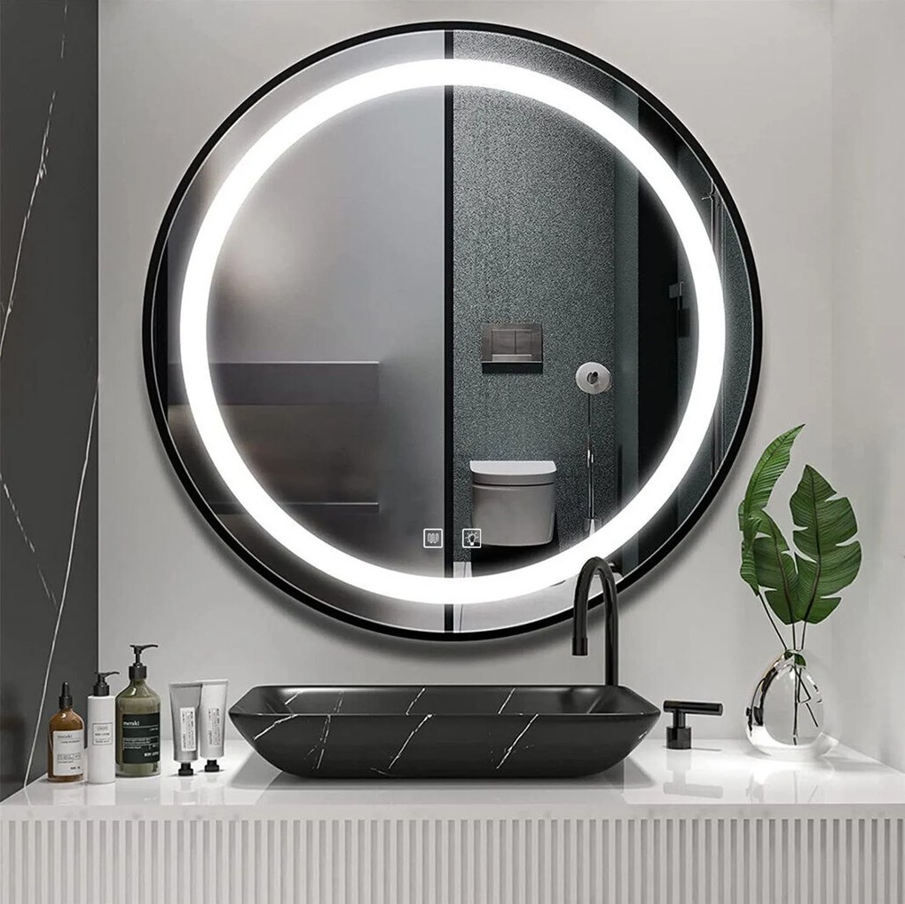 Rea Rea, LED zrkadlo 50cm s čiernym rámom MMJ P11394, HOM-05511
