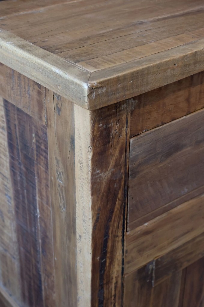 Hnedá komoda Grimaud z recyklovaného dreva s dvierkami a zásuvkami Nature – 160*46*105 cm