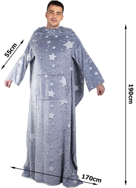 VERK Svietiaca deka s rukávmi - sivá
