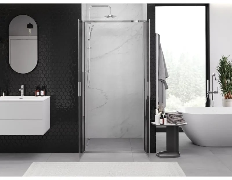 Mexen Exo, dvojkrídlové sprchové dvere 80x200 cm, 6mm číre sklo, chrómový profil, 814-080-000-01-00