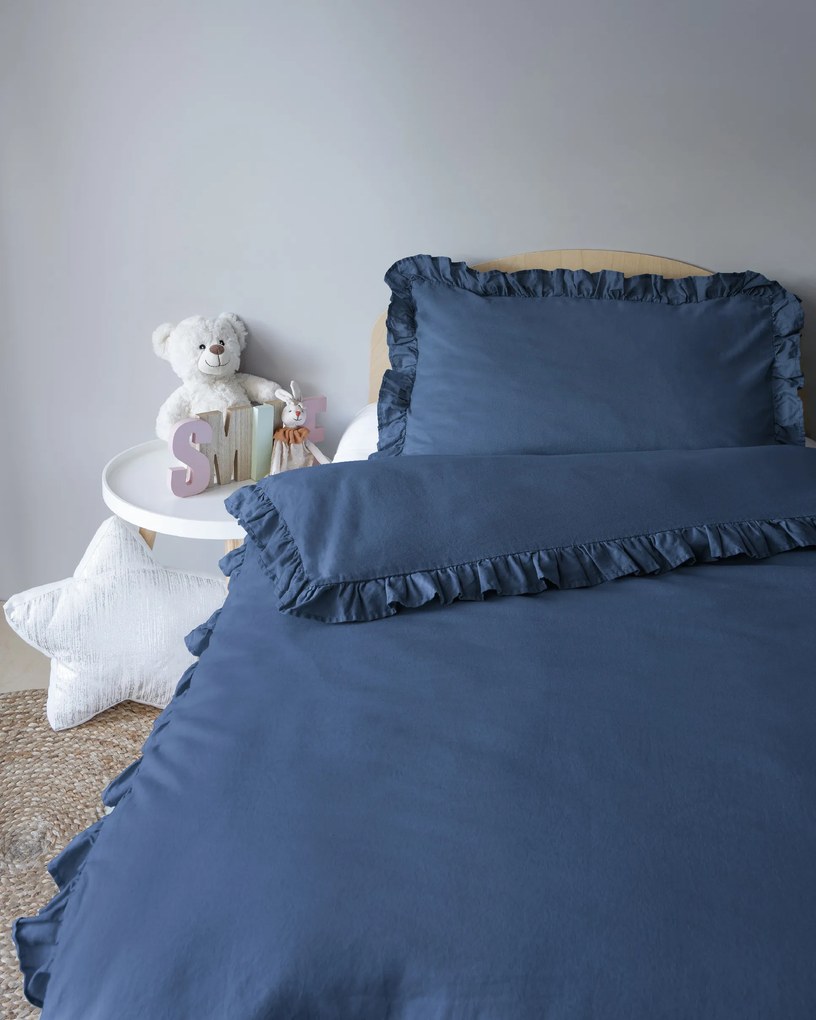 Detexpol Obliečky do postieľky 100x135 + 40x60 cm s volánikom - Mayamoo denim
