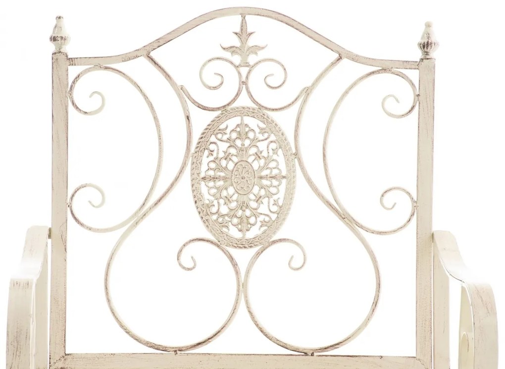 Kovová stolička Punjab s područkami - Krémová antik