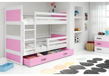 Detská poschodová posteľ RICO 160x80 cm Sivá  Ružová