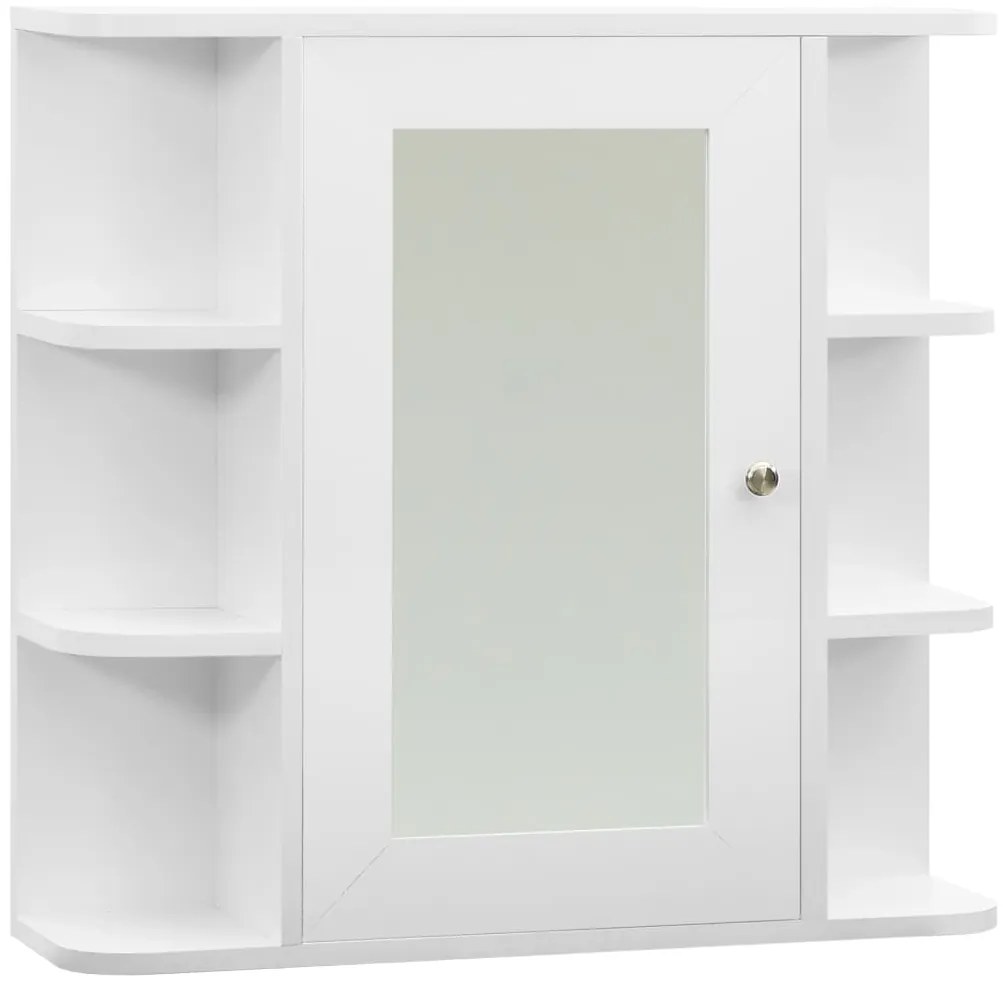 Kúpeľňová skrinka so zrkadlom, biela 66x17x63 cm, MDF