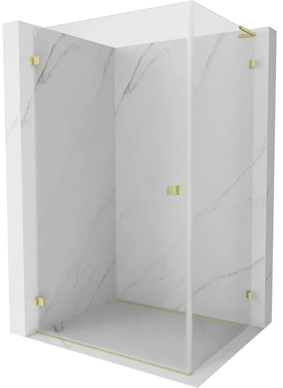 Mexen Lunar-B L, 1-krídlový sprchový kút, ľavý, 90 x 80 cm, 8mm číre sklo, zlatý matný profil, 832L-090-080-55-00-L