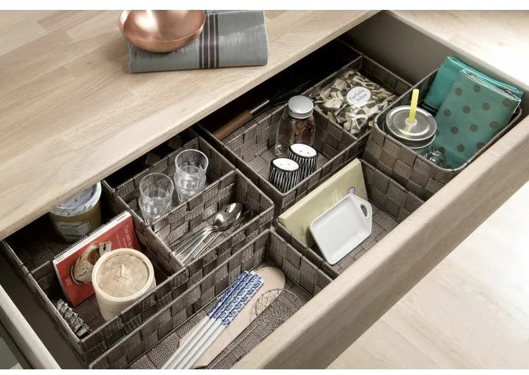 Organizér Compactor TEX 32 x 25 x 8 cm, 5 dielov, svetlo hnedá