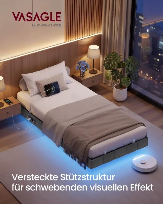 Čalúnená posteľ s LED podsvietením 90 cm RMB162G101