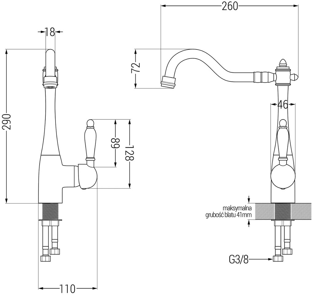 Mexen Andres, granitový drez 1000x500x200 mm, 1,5-komorový a drezová batéria Carla, čierna, 6515-77-670700-50