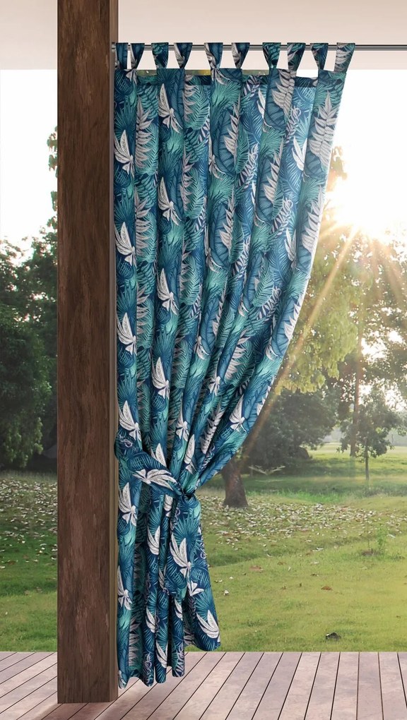 ZÁHRADNÝ VODEODOLNÝ ZÁVES NA PÚTKACH GARDEN 155X200 CM LISTY