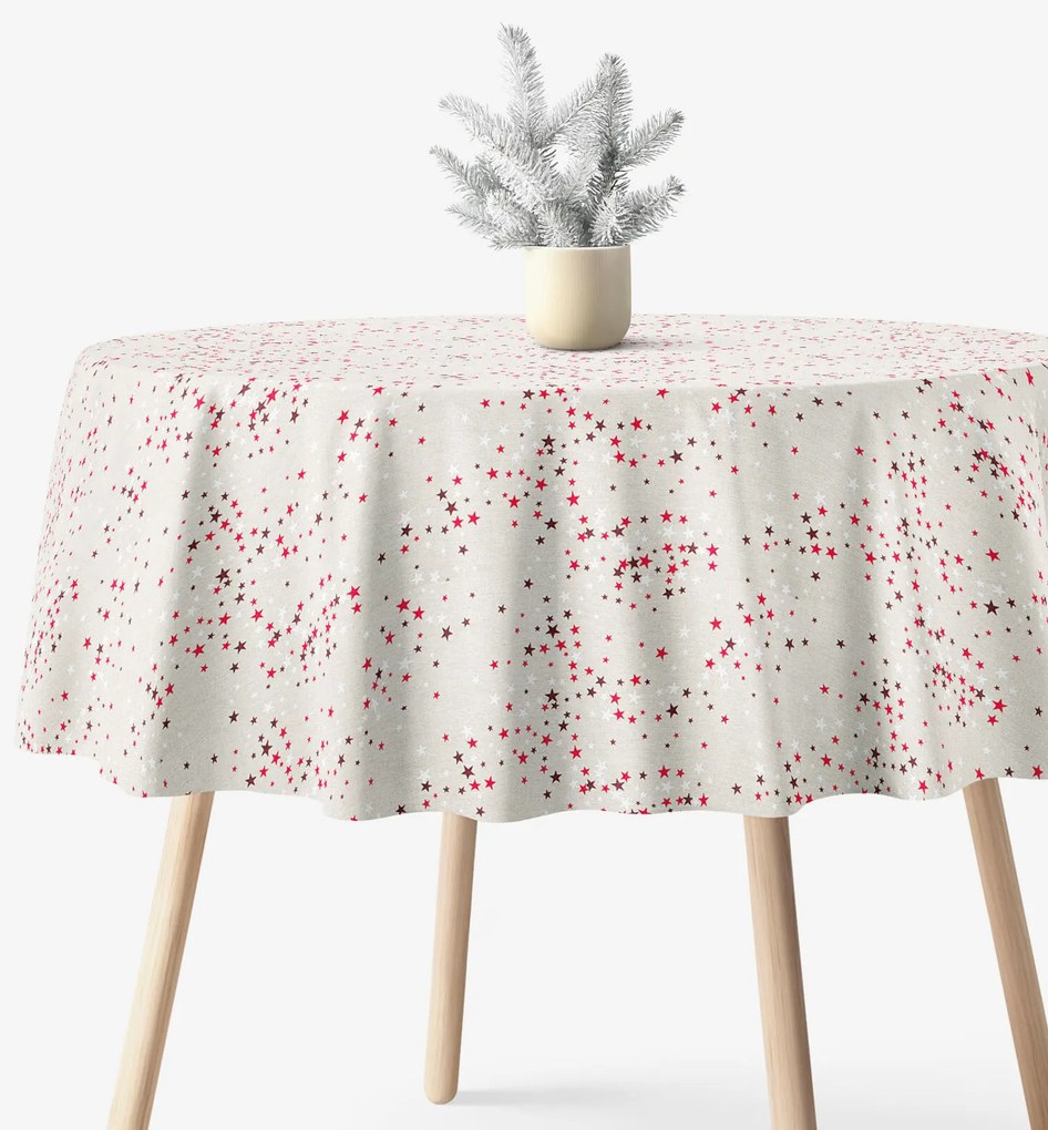 Goldea okrúhly obrus valencia - hviezdičky na režnej Ø 250 cm