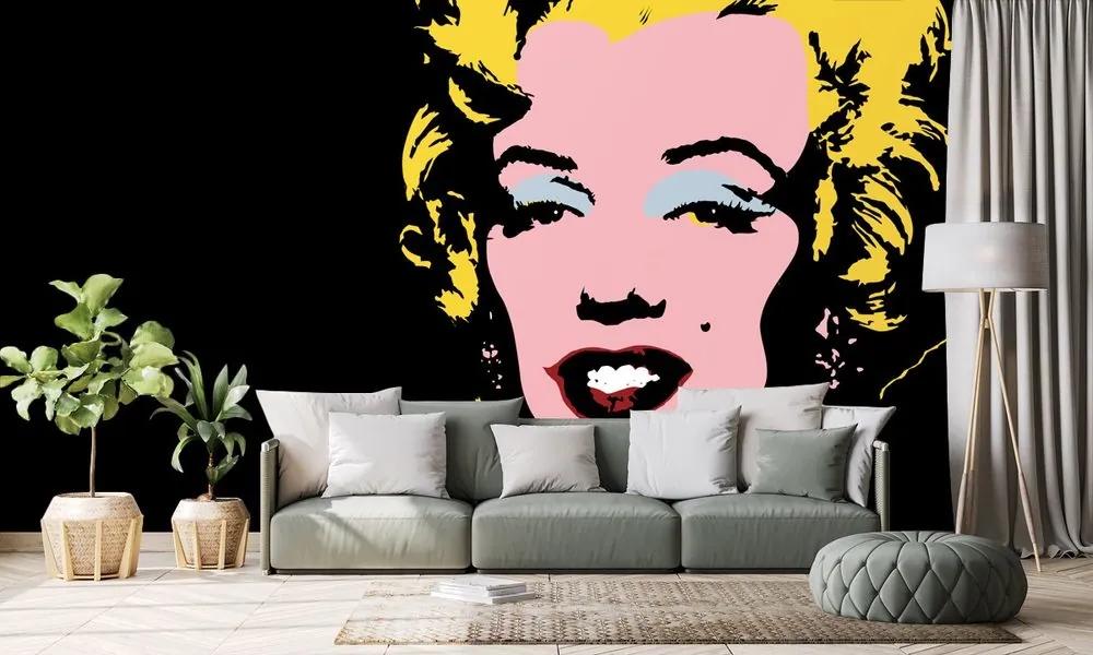 Tapeta pop art Marilyn Monroe na čiernom pozadí - 225x150