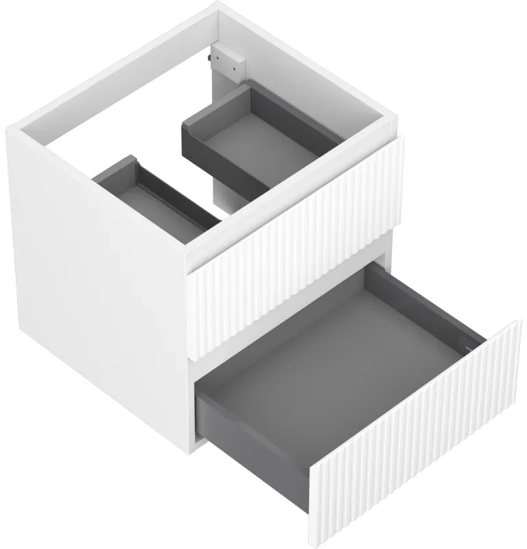 Mexen Rivel, kúpeľňová skrinka 50 cm, 2 zásuvky, drážkovaná, biela matná, 91A20-05047-2-BFF01