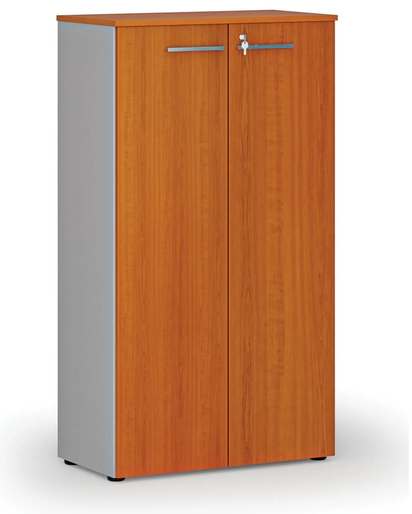 Kancelárska skriňa s dverami PRIMO GRAY, 800 x 420 x 1434 mm, sivá/čerešňa