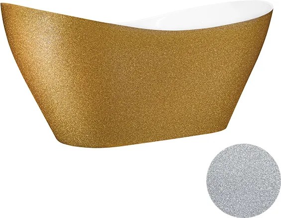 Besco Voľne stojaca vaňa z liateho mramoru Viya Glam 160x70 (170x71) BESCO-Rozmery: 158x70,5, BESCO-Farba: Biela/zlatá