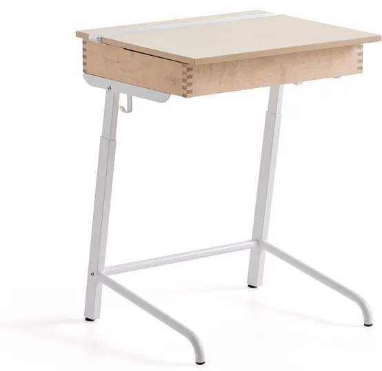 Školská lavica AXIOM, vysokotlakový laminát, biela/breza