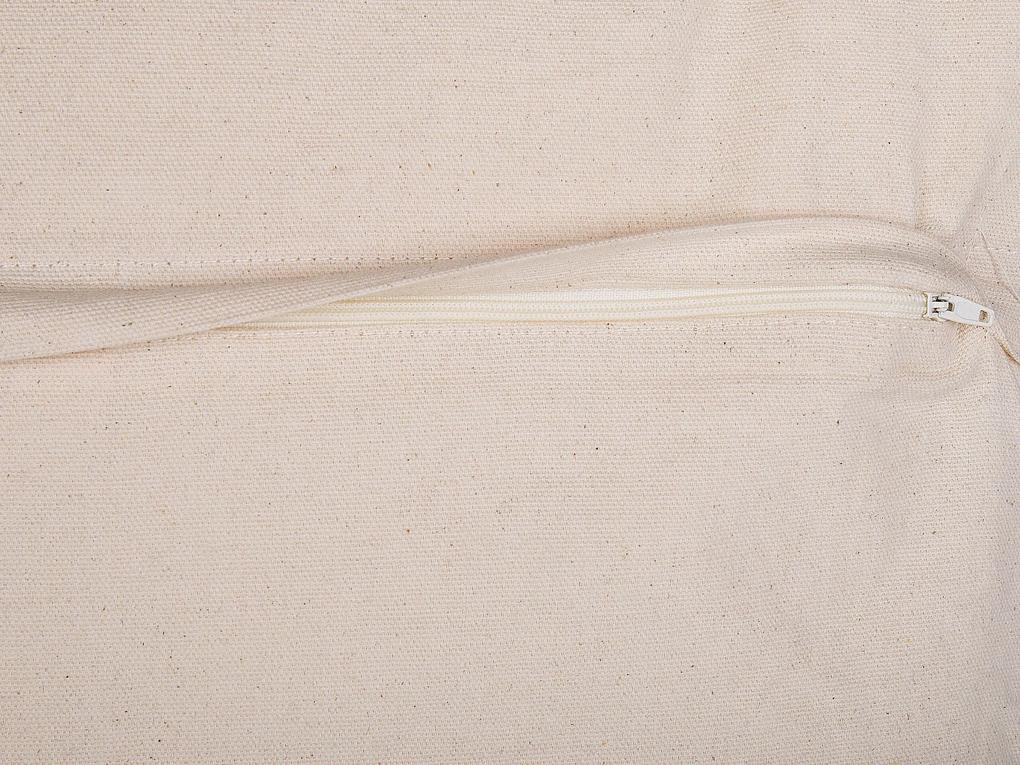 Sada 2 bavlnených vankúšov s geometrickým vzorom a strapcami 45 x 45 cm béžová / čierna SAMBUCUS Beliani