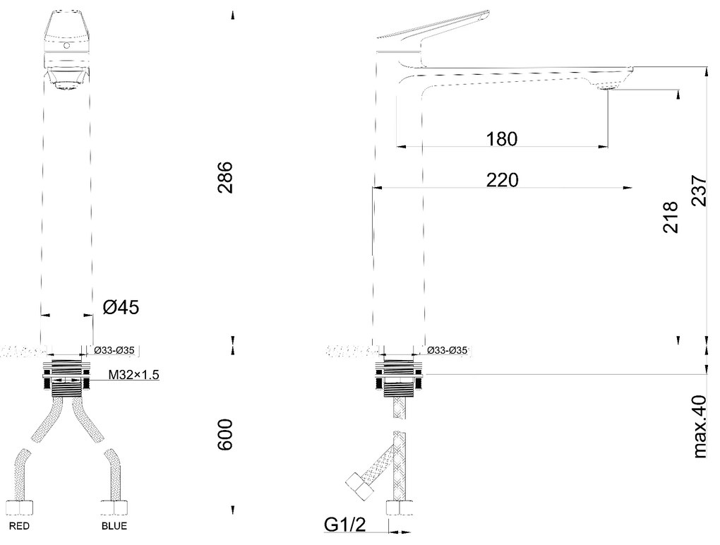 Gamma Evo, vysoká umývadlová batéria h-286, biela matná, GMA-BEUW-WH