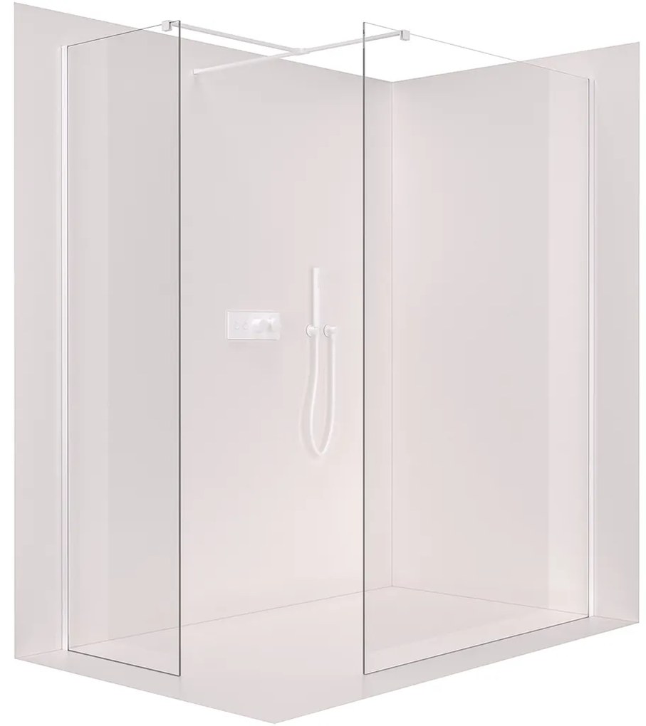 Cerano Onyx, sprchová zástena Walk-in, hranatá vzpera - biela matná, transparentné sklo - 160x160 cm, CER-CER-8050BD3198