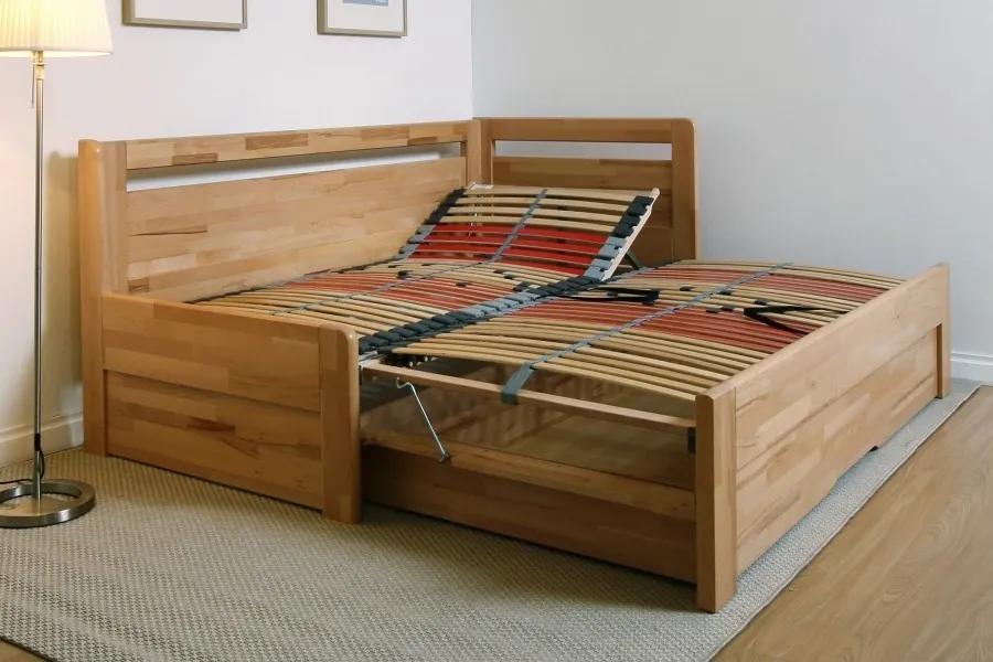 BMB TANDEM ORTHO bez roštov 90 x 200 cm - rozkladacia posteľ z dubového masívu s pravou podrúčkou, dub masív
