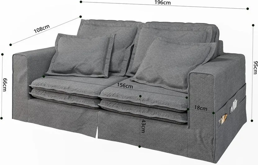 Sivá pohovka 196 cm Nora – Ropez