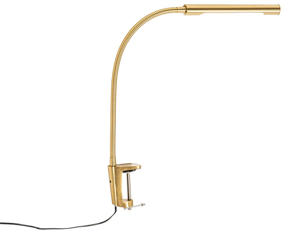 Svietidlo na svorku na stôl mosadz vrátane LED s dotykovým stmievačom - Lionard