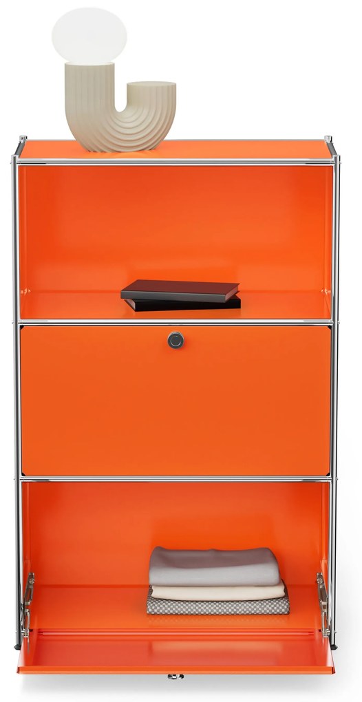 Komoda Kovová komoda »CN3« s výklopnými priečinkami, oranžová