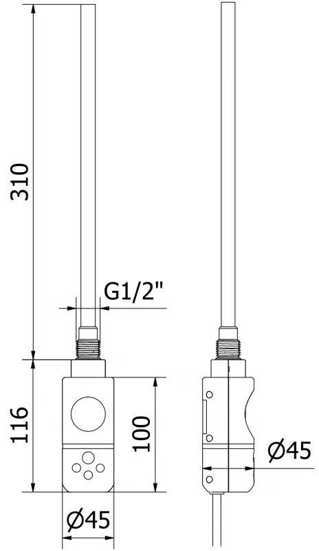 Mexen Mars, elektrické vykurovacie teleso 700 x 400 mm, 300 W, čierna, W110-0700-400-2300-70
