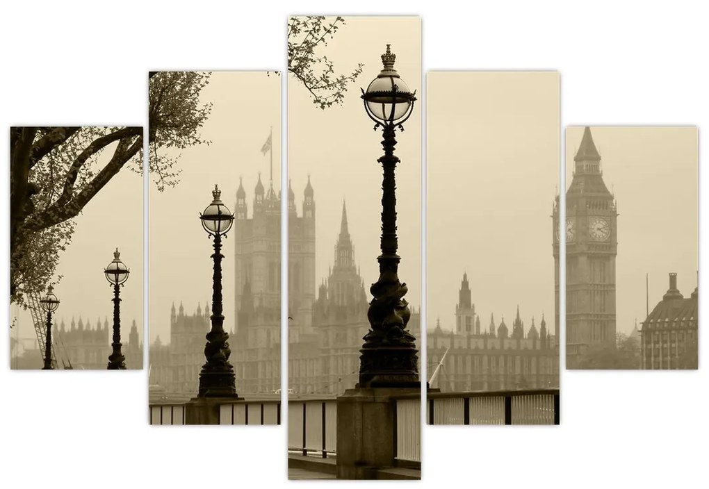 Obraz - Londýn v hmle, Anglicko (150x105 cm)