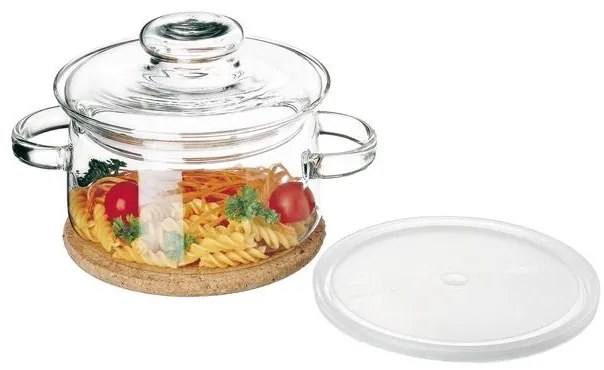 SIMAX SKLENENÝ HRNIEC S TANIEROM A POKRIEVKOU 2 L