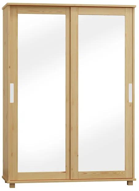 Skriňa Zoom, posuvné dvere so zrkadlom, široká, bez úchytu - ZOB14: Borovica 133cm
