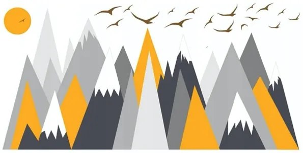 domtextilu.sk Úžasná nálepka na stenu s motívom hôr a vtákov 80 x 120 cm 66354