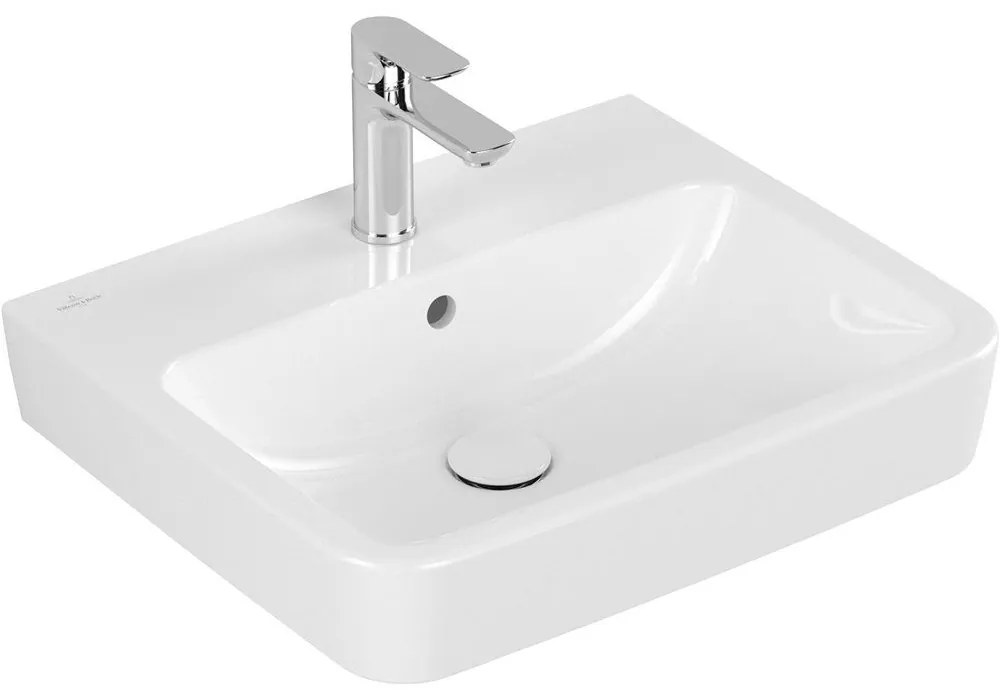 VILLEROY &amp; BOCH O.novo závesné umývadlo s otvorom (zadná a spodná strana brúsená), s prepadom, 550 x 460 mm, biela alpská, s povrchom CeramicPlus, 4A41MGR1