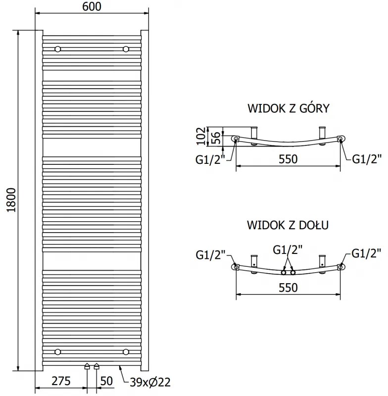 Mexen Ares, elektrické vykurovacie teleso 1800 x 600 mm, 1200 W, čierna, W102-1800-600-6120-70