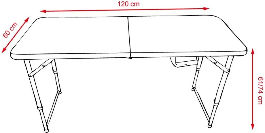 Skladací cateringový/campingový stôl FRANKE staviteľná výška